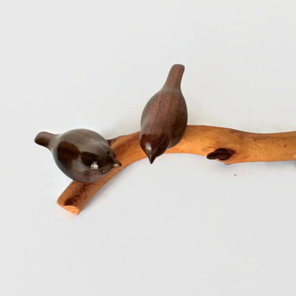 5th anniversary love birds hand carved sparrow wood carving romantic wood carving valentines gift bird art