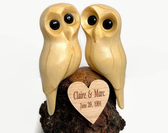 Personalized gifts, Anniversary, Owl gifts for wife, couple gifts, wood carving