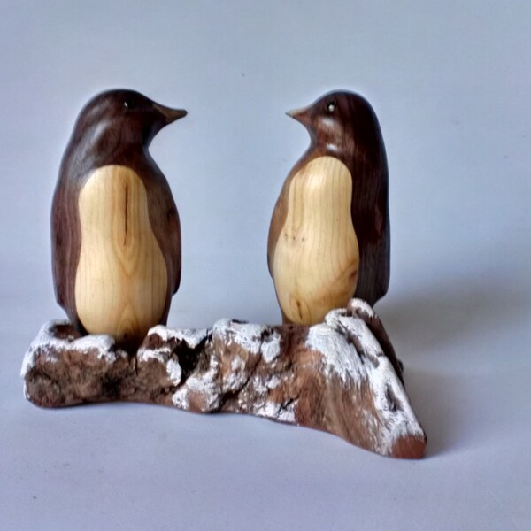 6. und 5. Jahrestag Pinguin Holzschnitzerei romantisches Geschenk Hochzeitsgeschenk Holz Jubil&auml;um Vogel carving Engagement Geschenk kanadischen Kunst Weihnachten