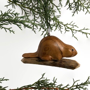 Beaver wood ornament handmade rustic gift from Canada