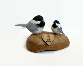 Gifts for mom, dad, gifts for grandma, Chickadee bird wood sculpture