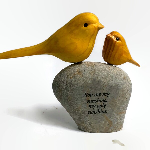 You are my sunshine, Christmas gifts for mom, gifts for daughter, gifts for grandchild, yellow bird wood carving