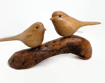 50th anniversary couple gifts, lovebirds wood carving