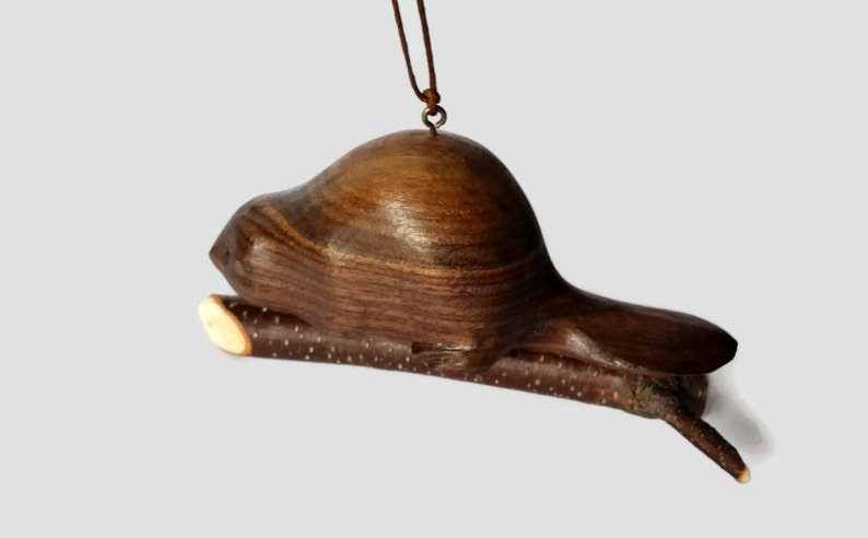 Beaver wood ornament handmade rustic gift from Canada
