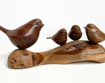 Bird gifts for mom of 3, gifts for grandma, grandpa, bird lover, chickadee wood carving