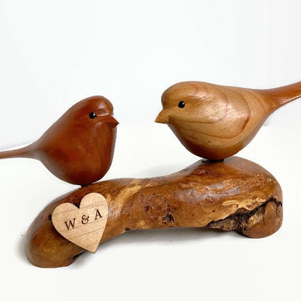 Cadeaux personnalisés pour la Saint-Valentin, cadeaux d'anniversaire, sculpture sur bois pour tourtereaux