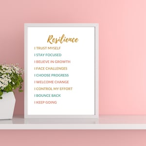 Build Your Resilience, Colorful Positive Affirmation Wall Art, Printable for Teens and Adults, Instant Digital Download