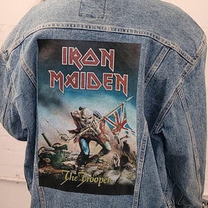 Vintage Denim Jacket with Heavy Metal-Inspired Graphic - Rock Band Tribute, Unisex Fit Upcycled Jean Jacket, S-XXL
