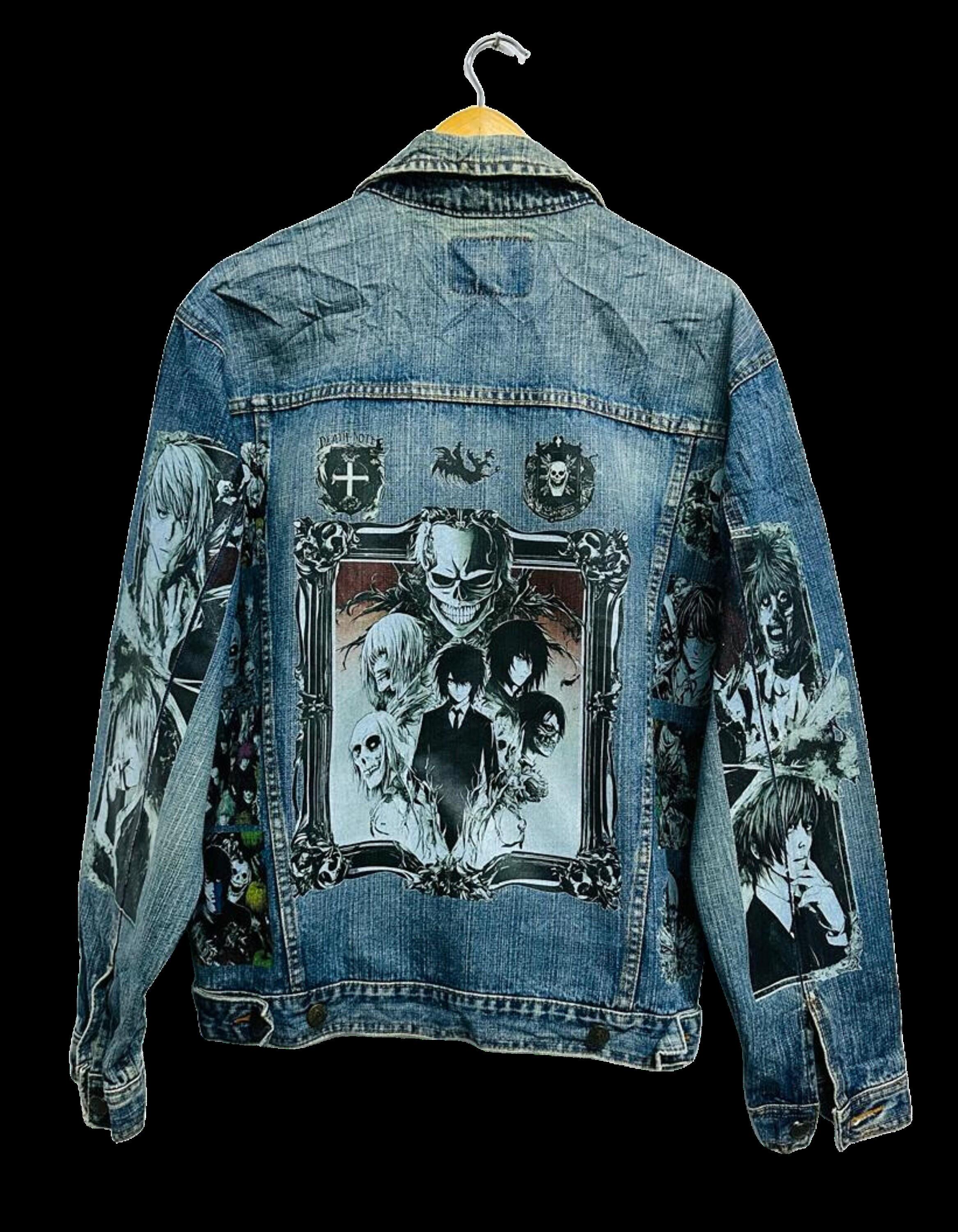 death note paint denim Death Note Jeans Womens 5 Light Wash Wide Leg Baggy Patchwork