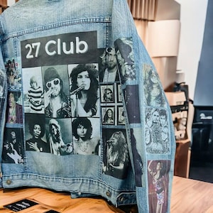 Vintage Denim Jacket with Music Legends Tribute - CB 27-Inspired Graphic, Upcycled Jean Jacket, Unisex Fit  - Sizes S-XXL