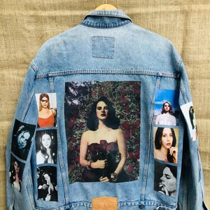 Vintage Denim Jacket with Custom Iconic Pop Art Print - Upcycled Jean Jacket - Sizes S-XXL