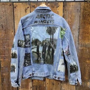 Vintage Denim Jacket with Indie Rock-Inspired Graphic - Iconic Band Tribute, Unisex Fit Upcycled Jean Jacket, S-XXL