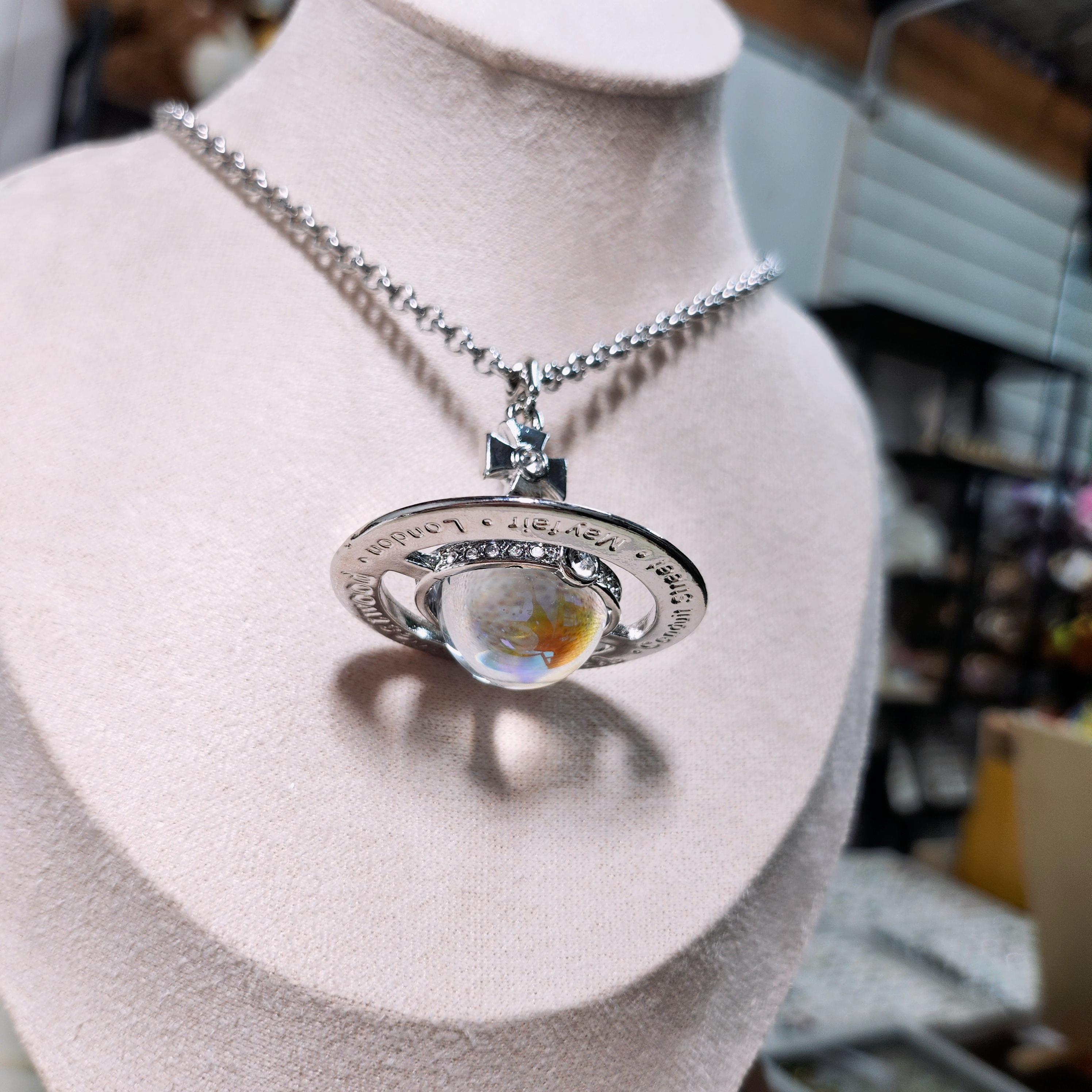 Orb Planet Necklace: Aurora Light Silver Chains - Etsy