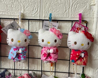 Sanrio characters hello kitty in traditional costume plush keyring, puffer keychain
