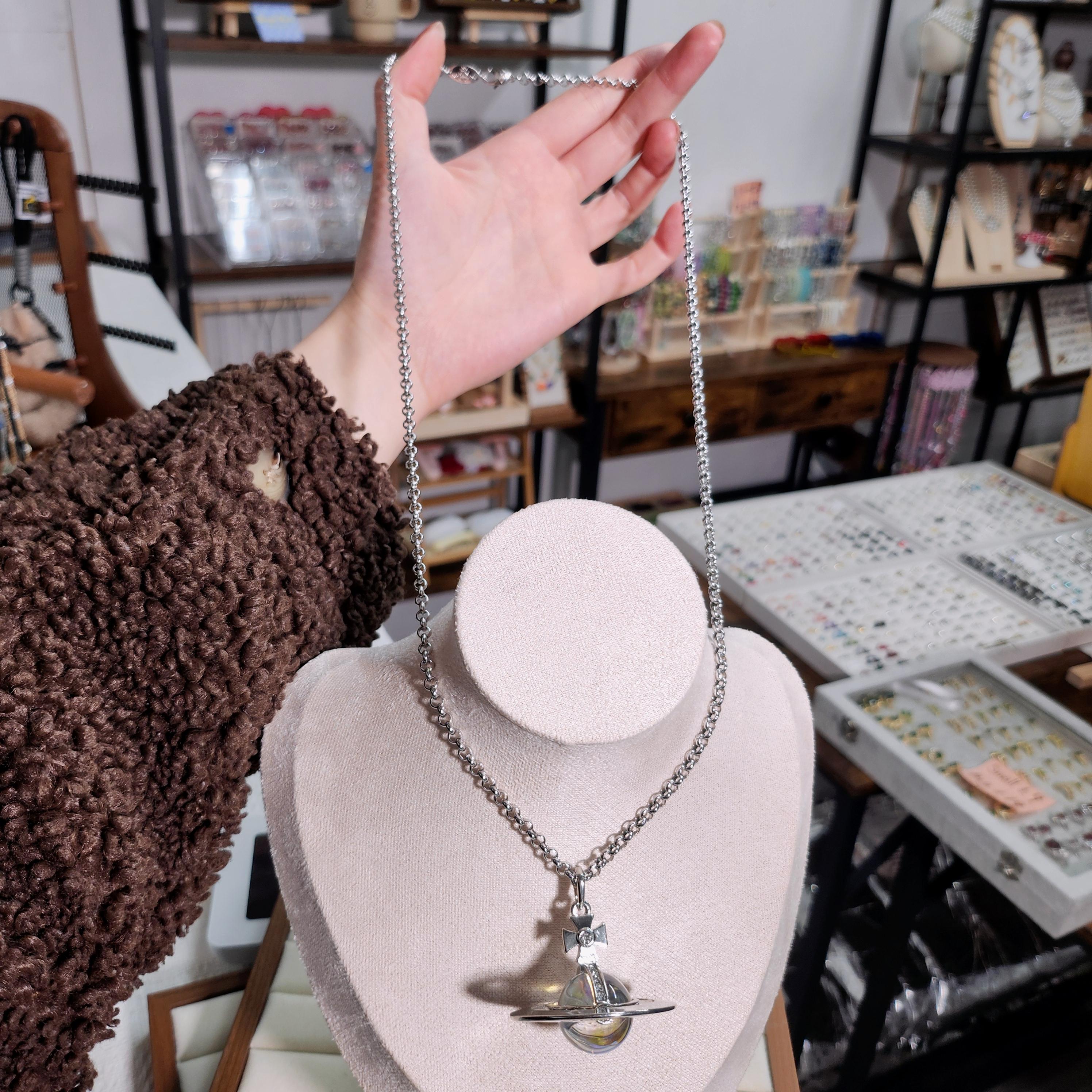 Orb Planet Necklace: Aurora Light Silver Chains - Etsy