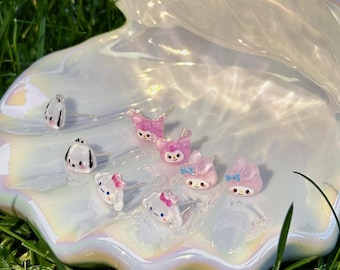 Sanrio stud earrings Melody pochacco Kuromi Cinnamoroll earrings handmade