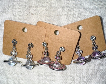 Salturn orb diamond Earrings for -with Different colors