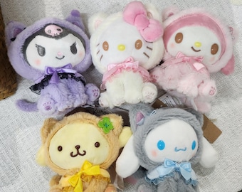 Sanrio Character Plush Keychain, Kitty Clothes Keyring