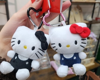 Hellokitty plush keyring, puffer keychain, Sanrio, heart shape keyring