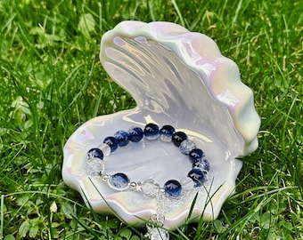 Handmade Dark Sapphire Bracelet: Ocean Eye Design