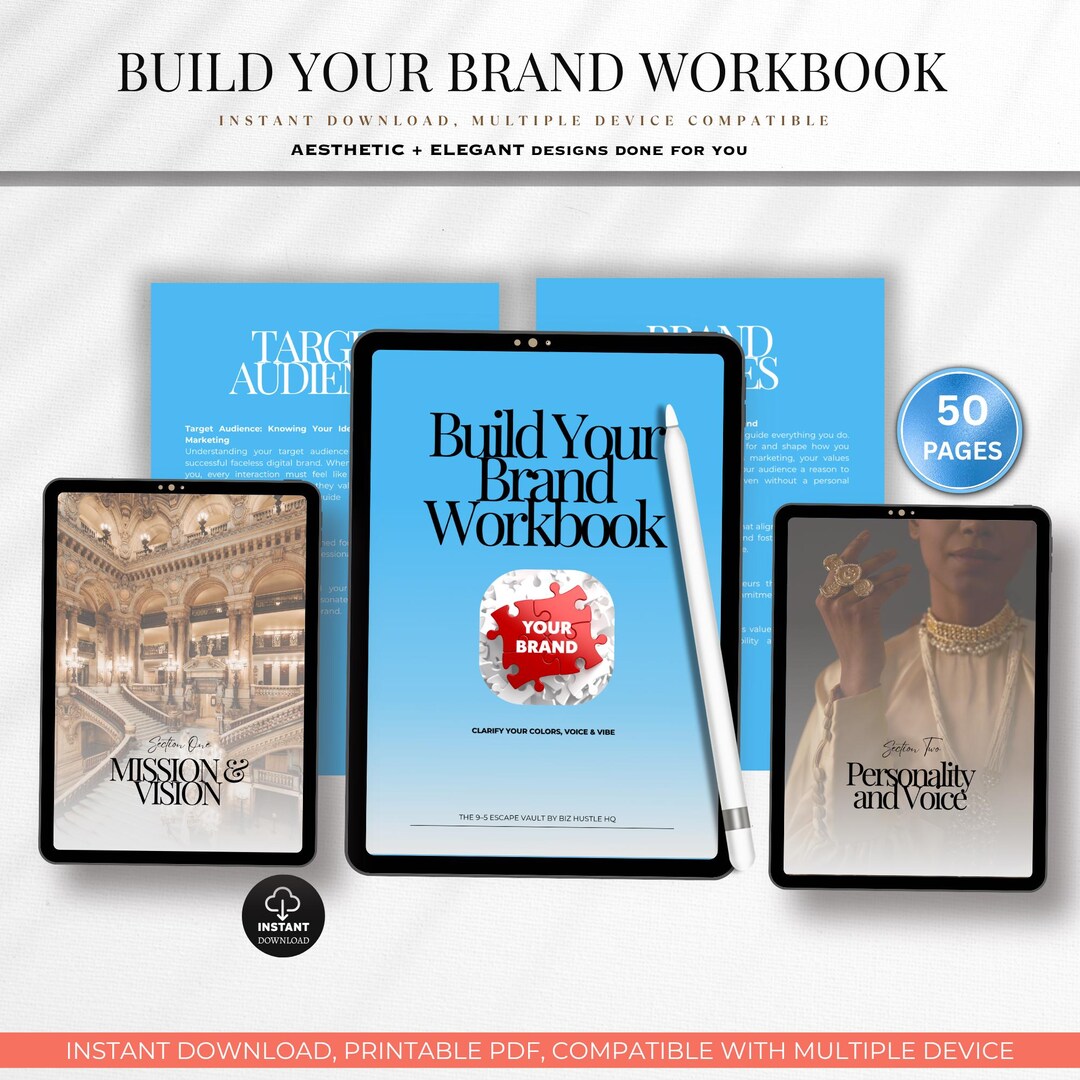 50 Pages Brand Building Workbook | Business Branding Guide (digital PDF ...