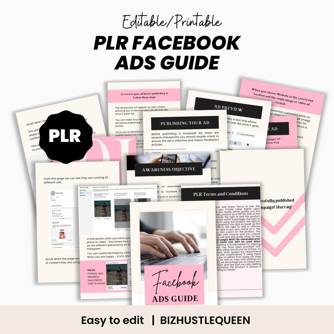 PLR Facebook Ads Guide – 38 Pages, Digital Marketing Ebook, Editable ...