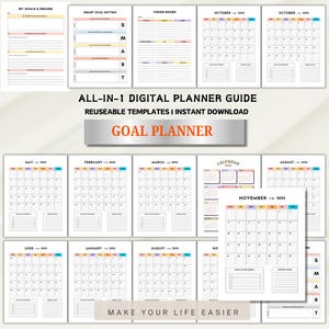 Goal Planner Journal, Daily Tracker, Habit Tracker, Productivity Planner, Organizer, Planner Gift, Goal Setting, Life Planner,, Vision Board