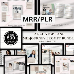 MidJourney AI Prompts, AI Business Owner Prompts, MidJourney AI Prompts, Business Prompt Tool, Faceless Marketing Plr Bundle mrr/plr.
