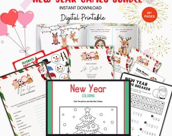 New Year Games Bundle, Family Celebration Activities (Digital Printable)