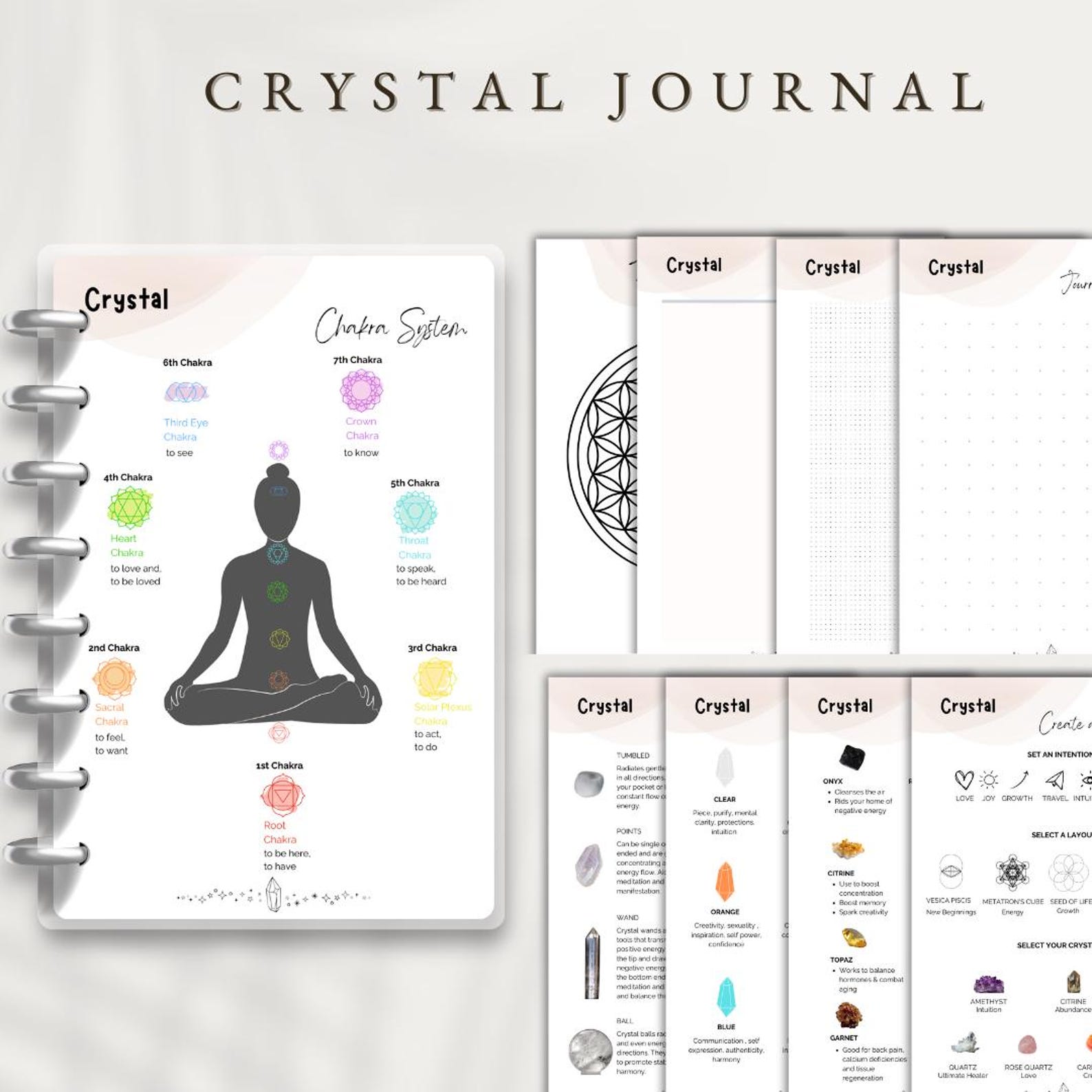 Crystal Journal, Clear Quartz Notebook, Gemstone Diary, Writing Journal ...
