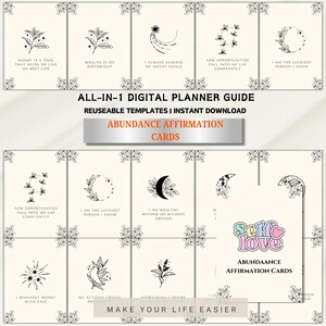 Baraja de cartas de afirmación de abundancia, cartas de energía positiva, ley de atracción, herramienta de manifestación, regalo motivacional, cartas de cuidado personal