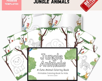 Livre de coloriage pour enfants Animaux de la jungle : activité artistique créative