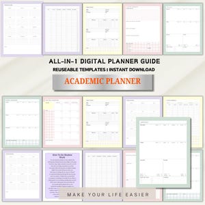 Academic Planner with Monthly Tabs, Yearly Overview, Student Planner, College Schedule Organizer, Academic Gift, Study Planner