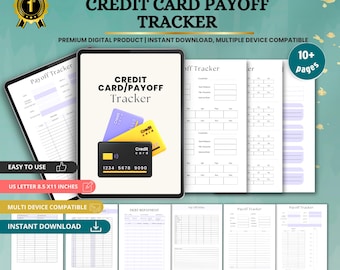 Credit Card Payoff Tracker Printable, Debt Payoff Planner, Credit Card Debt Tracker, Personal Finance Worksheet PDF Download