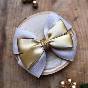 Sparkly Gold Glitter Christmas Hair Bow »- Christmas Hair Clip »- Girls Hair Clip »- Hair Accessories
