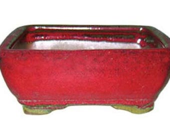 8" Ceramic Cactus - Bonsai Pot w/Saucer Assorted Colors