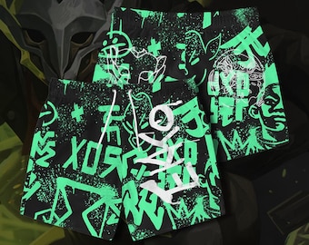 Ekko Arcane, LOL, Bold Pattern Swim Trunks, Vibrant Beach Shorts for Men, Summer Swimwear, Pool Party Gear, Trendy Vacation Attire