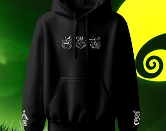 Tim Burton&#39;s Dogs Halloween Hoodie, Unisex Hooded Sweatshirt Embroidery, Gothic, frankenweenie Pullover, Zero, Scraps corpse bride
