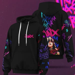 Sweat à Capuche Arcane Jinx - Coupe Oversize, Imprimé Graffiti Anime - Style Harajuku Streetwear - Unisexe