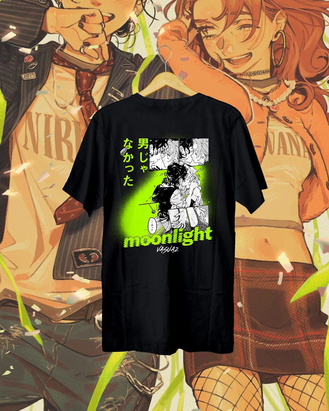 ミュージシャン KINIOTO GREEN YURI MOONLIGHT SHIRT The Guy She Was Interested in Wasn't A Guy, Mitsuki, Aya, Sumiko