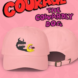 Embroidered Classic Cap - Courage the Cowardly Dog, Vintage Baseball Hat, Retro Hat, Cartoon Character Cap, Cartoon Network character