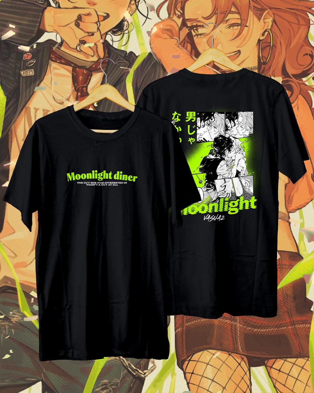 ミュージシャン KINIOTO GREEN YURI MOONLIGHT SHIRT Yuri T-shirt the Guy She Was Interested in Wasn't A Guy, Mitsuki