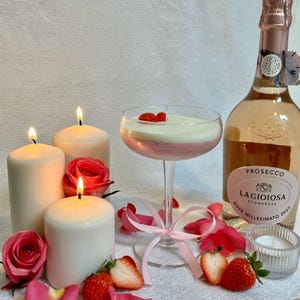 French Martini Candle - Soy Wax Cocktail Candle - Strawberry Scented - Handmade Gift for Martini Lovers & Elegant Home Decor