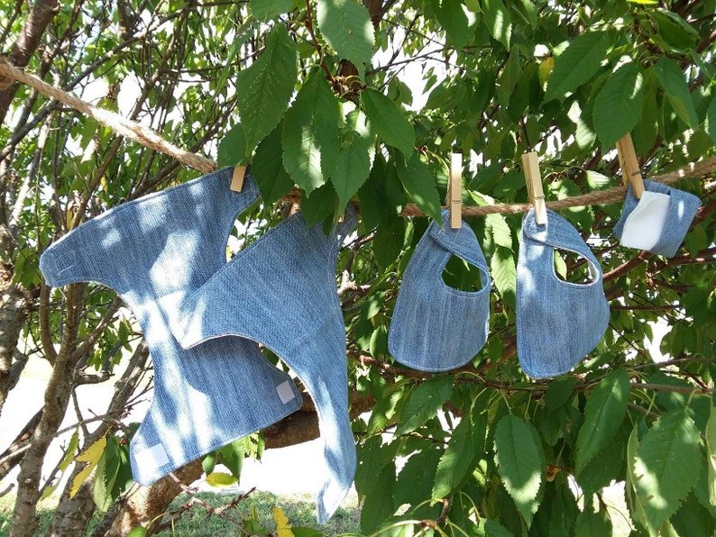 and reusable! Doll Diapers in denim Set of 2 diapers and 2 bibs with a bonus wipe holder and 2 wipes Denim fronts flannel backing