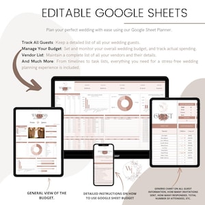 Wedding Planner Google Sheets | Digital Wedding Budget & Checklist | Editable Wedding Planning Spreadsheet