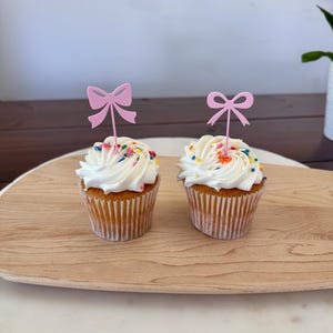 ピンクのリボンケーキデコレーションカップケーキトッパー、ベビーシャワー、誕生日パーティー用