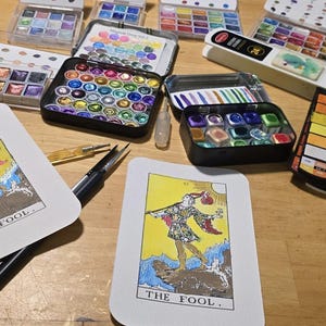 Cartões postais de baralho de tarô pintados à mão, aquarela feita à mão, Raider Waite