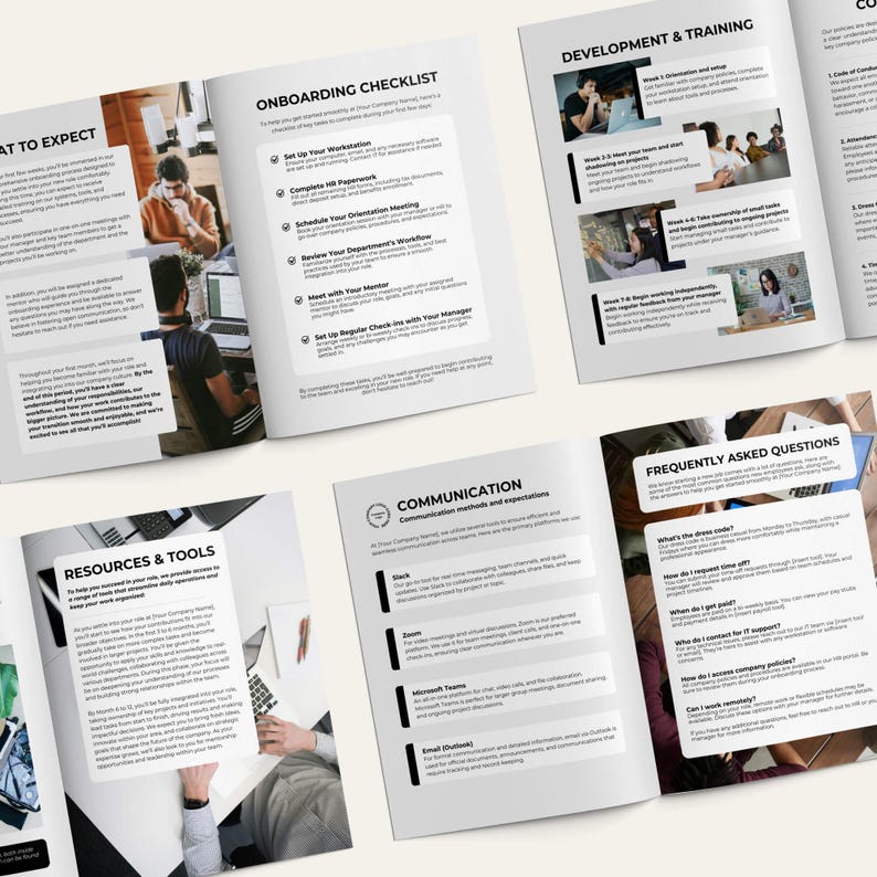 Welcome Booklet Examples Employee Welcome Book Template | Canva Editing Handbook | Minimalist ...