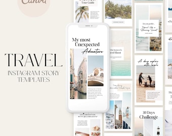 Travel Instagram Story Templates, Travel Agent Social Media, Instagram Canva Template, Aesthetic Blogger Post, Agency Cover, Story Highlight