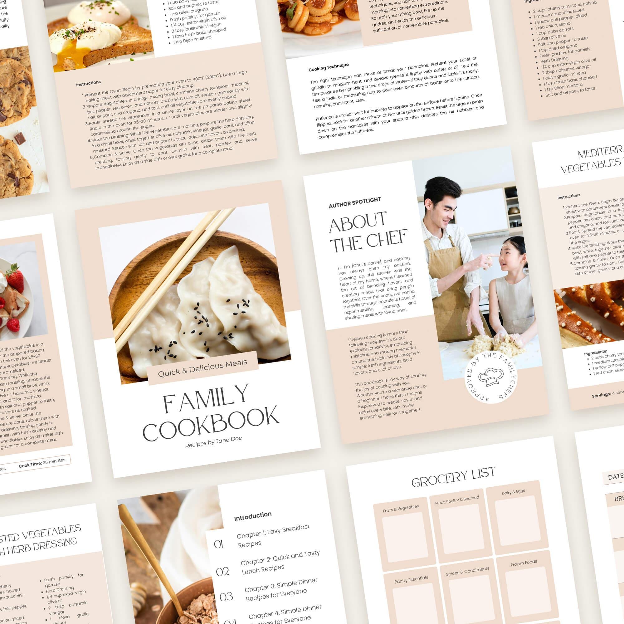 Cookbook Color Cookbook Template | Recipes Book | Printable Family Cookbook | Canva ...